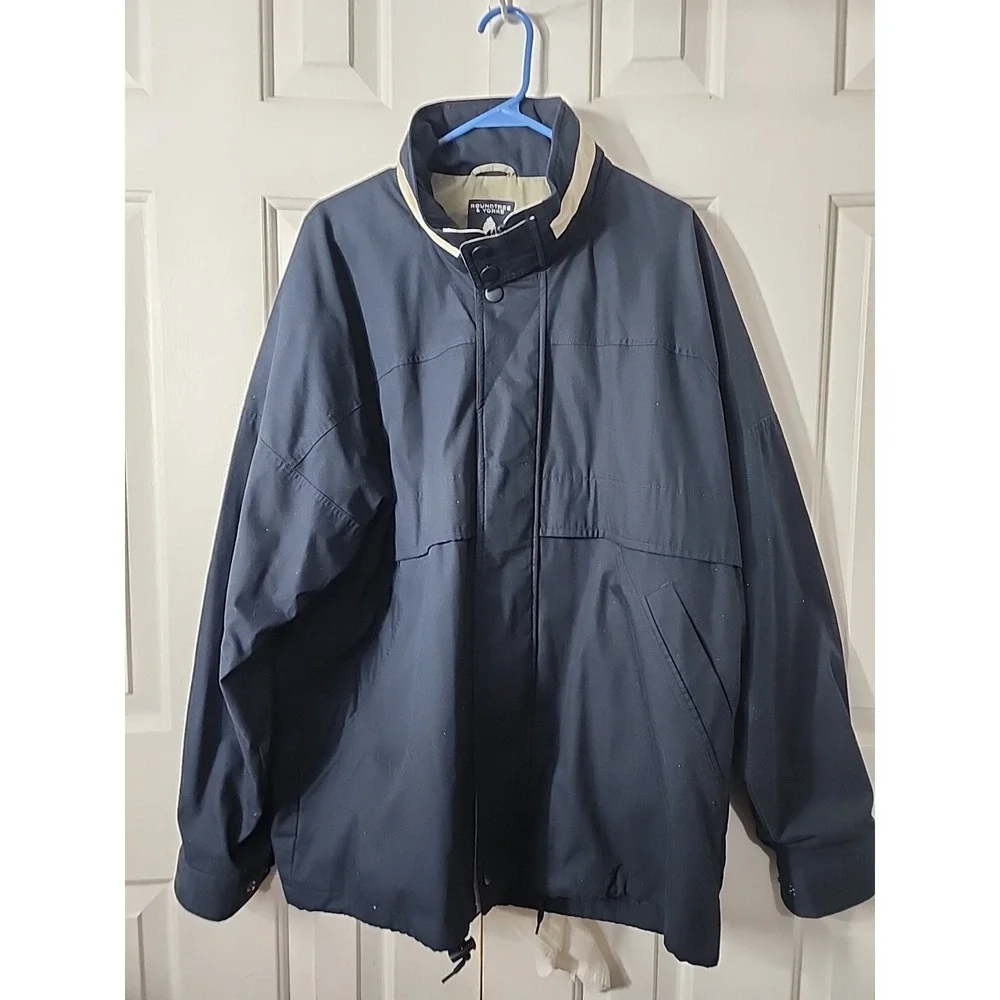 Roundtree & Yorke Jacket Mens XLT Navy Soft Shell Full Zip Outdoor windbreaker